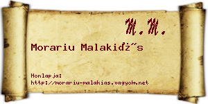 Morariu Malakiás névjegykártya